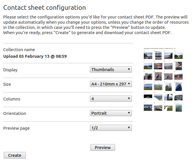 PDF Contact Sheet ResourceSpace