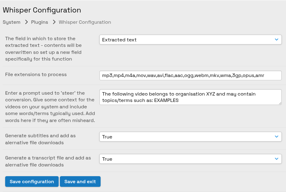 Whisper Configuration