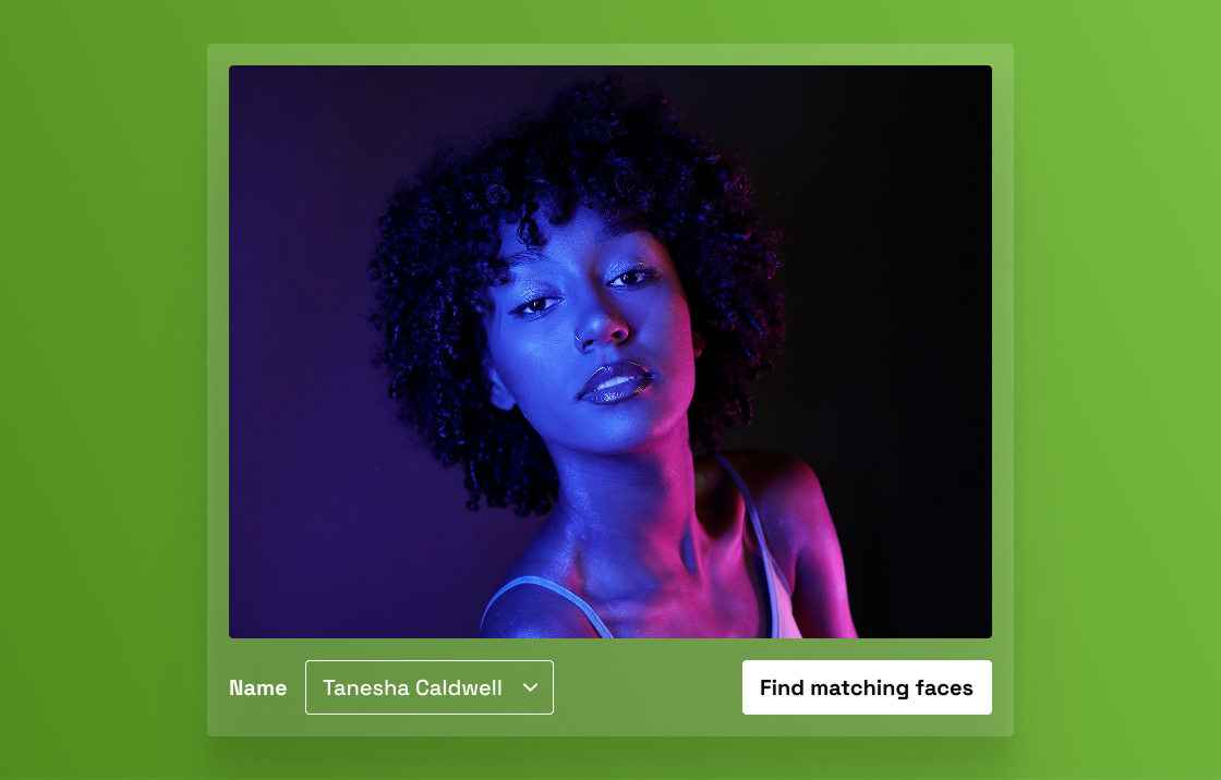 ResourceSpace's DAM AI facial recognition functionality in action.