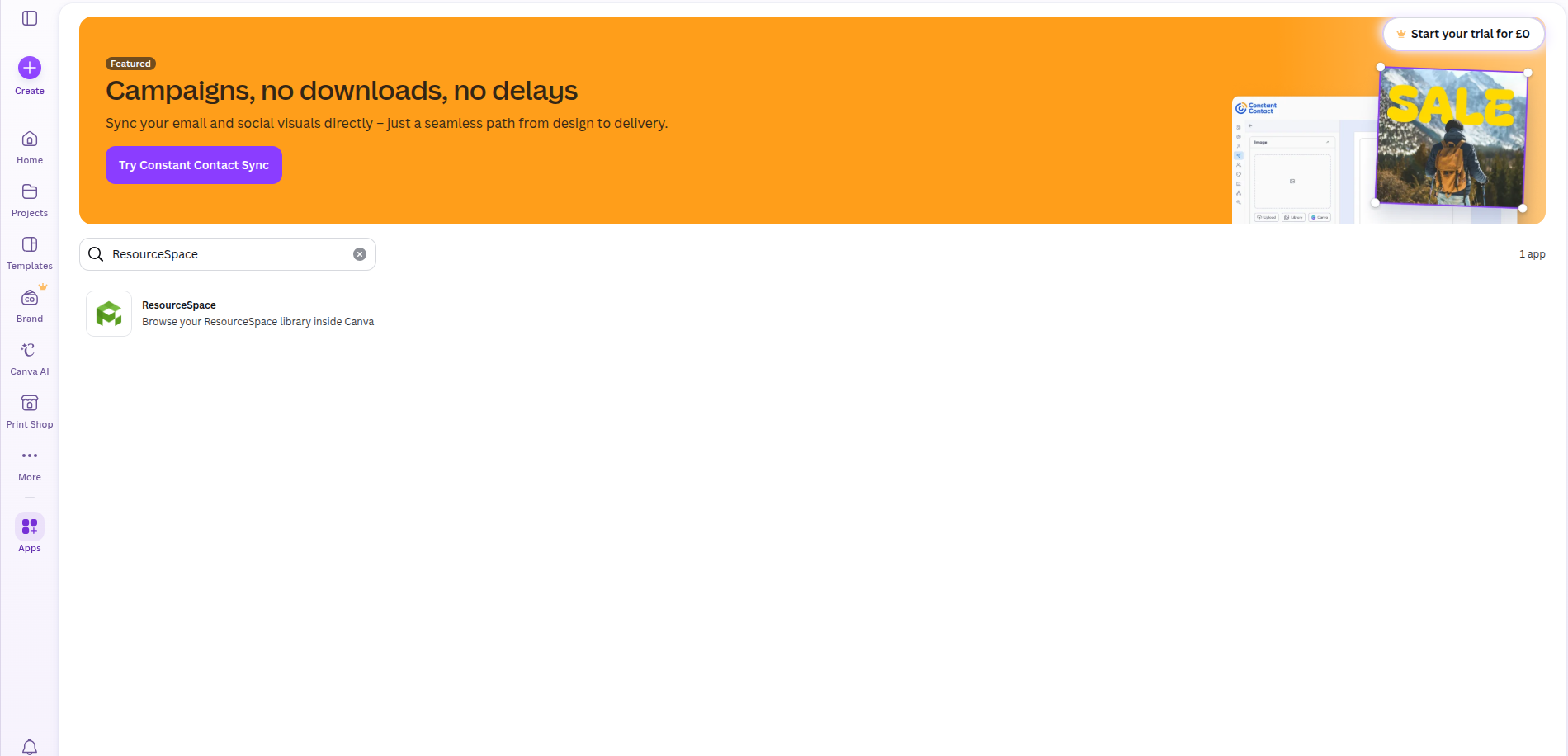 Search Canva for ResourceSpace