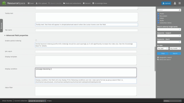 Set conditions for when fields display