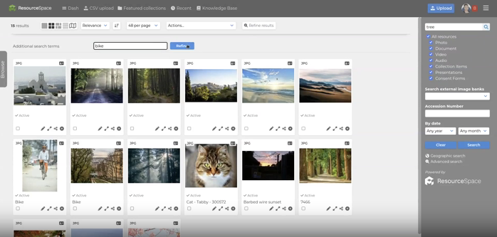 Refine digital asset search results