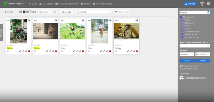 Create relationships between metadata search terms