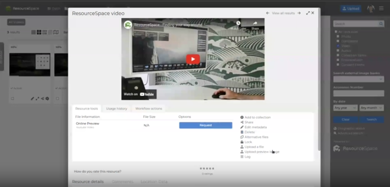 YouTube-ResourceSpace plugin
